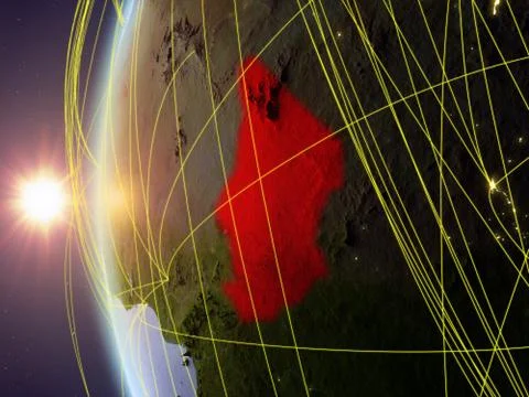 Chad from space with network Illustrazione stock