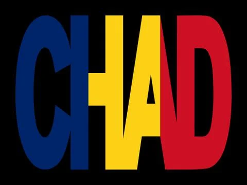 Chad text with flag Stock Illustration