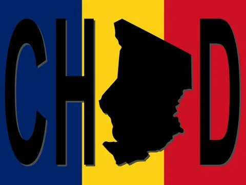 Chad text with map Stock Illustration