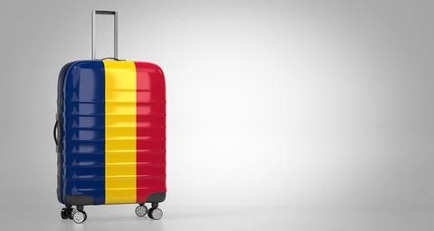 Chad - travel suitcase with national flag - 3D illustration Illustration