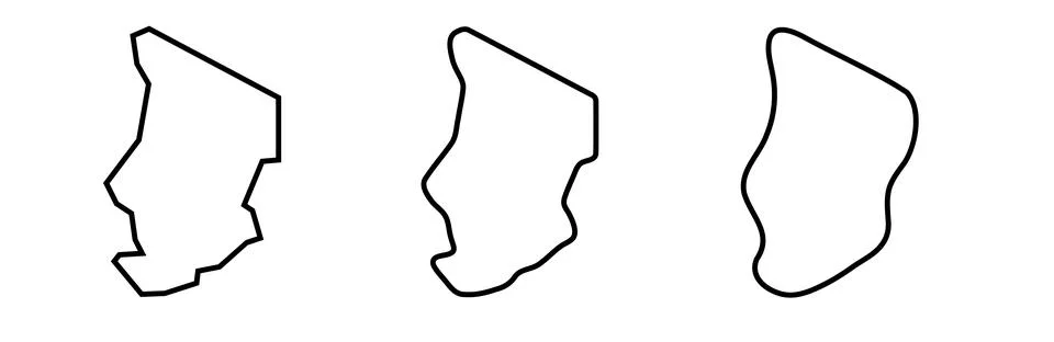 Chad vector country map in three levels of smoothness Stock Illustration