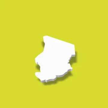 Chad - white 3D silhouette map of country area with dropped shadow on green Stock Illustration
