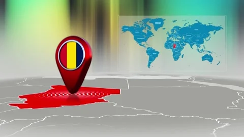 Chad World Map Pin Location Background Loop 4k Stock Footage 341815662