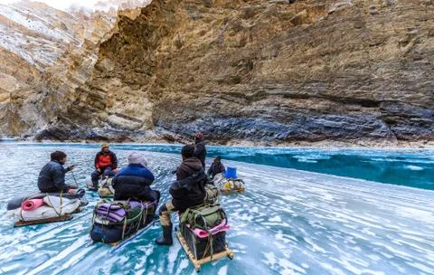 Chadar trek Fotos Stock
