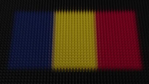 Chadian Flag Light Shining on Scrolling Bullets Stock Footage 259434746