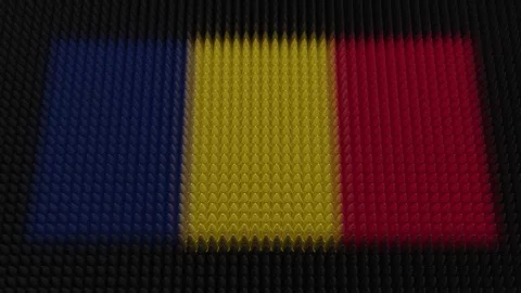 Chadian Flag Light Shining on Scrolling Bullets Stock Footage 287475529