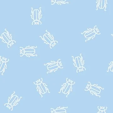 Chafer insect line seamless pattern Stock Illustration