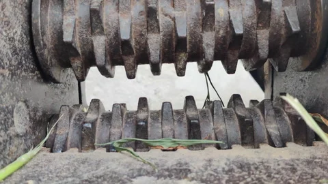 Chaff Cutter Grass Closeup Stock-Footage 256975718