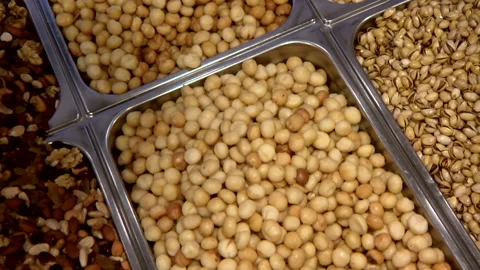 Chafing Dish Filled With Nuts Stock Footage 136395094