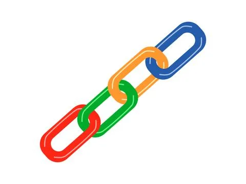 Chain of 4 colors. Value chain consists of 4 links. vector Stock Illustration