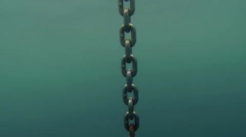 Chain with anchor in sea Stock Footage 30877431