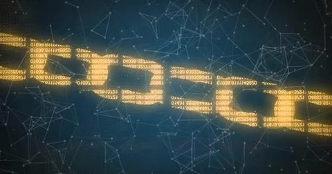 Chain and binary coding, scientific data processing image Stock Illustration