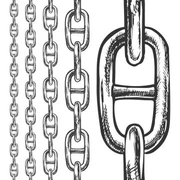Chain And Links Seamless Pattern In Different Scale Vector Illustrazione stock
