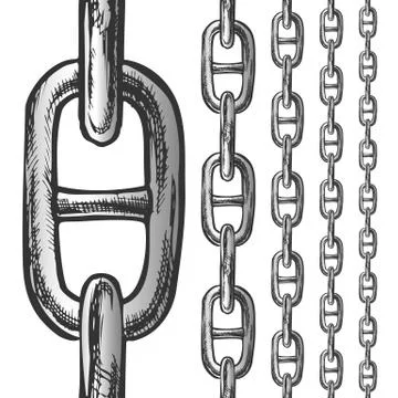 Chain And Links Seamless Pattern In Different Scale Vector Illustrazione stock