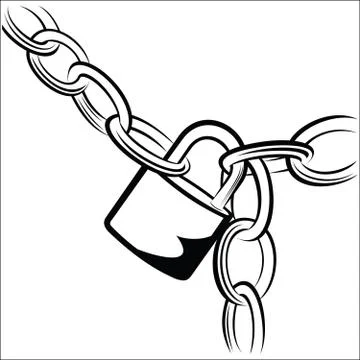 Chain and Padlock Stock Illustration