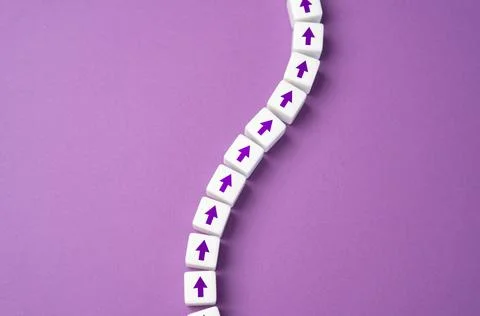 A chain of arrows. Move forward. Step by step. Set a target and find ways to  Stock Photos