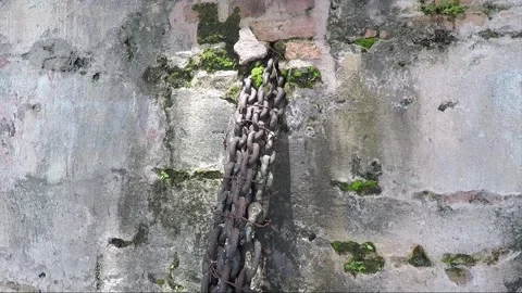 Chain Attached to Old Wall, Fort Cornwallis, George Town, Penang, Malaysia Stock Footage 301370726