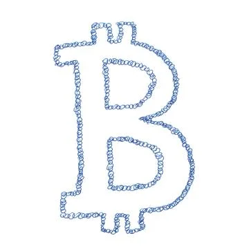 Chain Bitcoin symbol drawing Stock Illustration