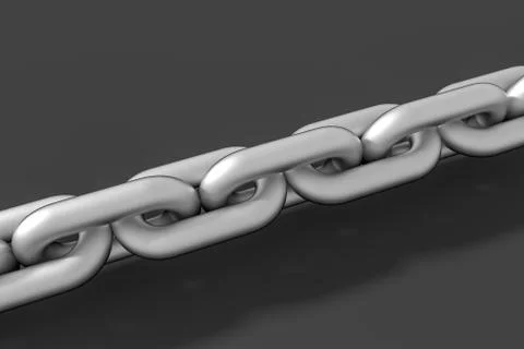 Chain with blank background, concept of digital security, 3d rendering. Stock Illustration