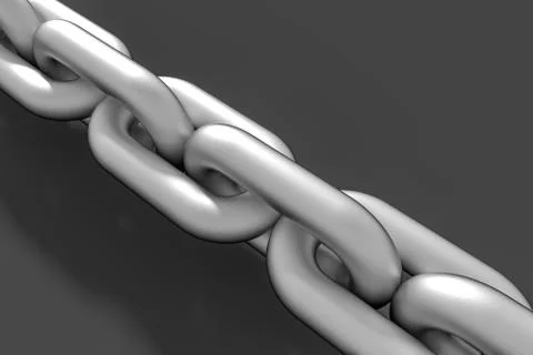 Chain with blank background, concept of digital security, 3d rendering. Stock Illustration