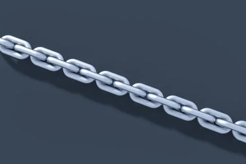 Chain with blank background, concept of digital security, 3d rendering. Stock Illustration