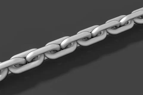 Chain with blank background, concept of digital security, 3d rendering. Stock Illustration