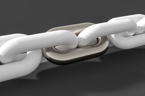 Chain with blank background, concept of digital security, 3d rendering. Stock Illustration