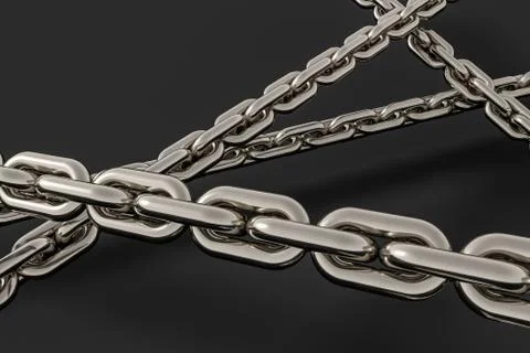 Chain with blank background, concept of digital security, 3d rendering. Stock Illustration