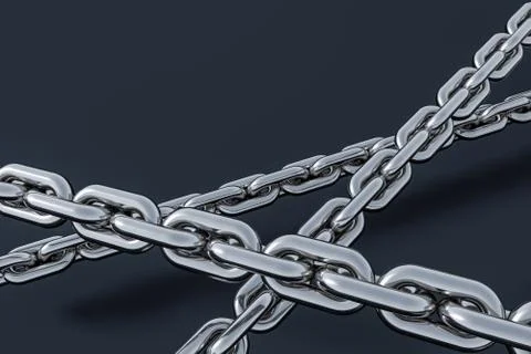 Chain with blank background, concept of digital security, 3d rendering. Stock Illustration
