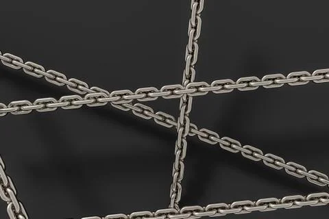 Chain with blank background, concept of digital security, 3d rendering. Stock Illustration