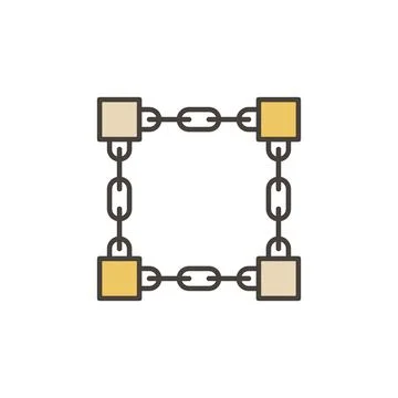 Chain with Blocks colored icon - vector Blockchain symbol Illustrazione stock