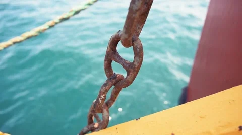 Chain on Boat Stock Footage 53288128