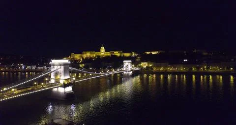 The Chain bridge and Royal palace in Budapest city. Hungary Stock Photos