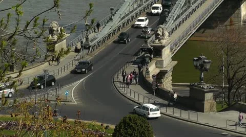 Chain Bridge Buda Side Budapest Hungary Stock Footage 10869184