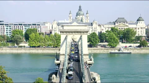 Chain Bridge Budapest Stock Footage 57142263