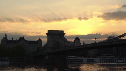 Chain bridge Budapest Stock Footage 70111513