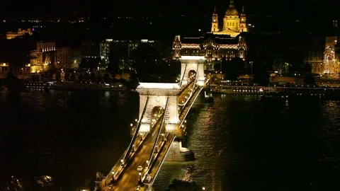 Chain Bridge, Budapest Video stock 79615369