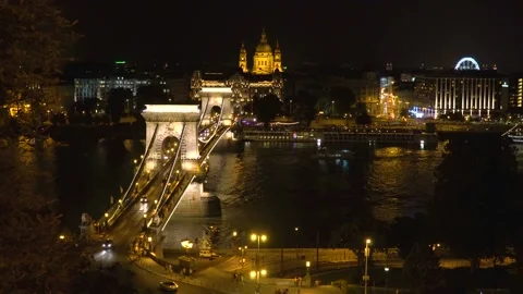 Chain bridge in Budapest Stock Footage 98595758