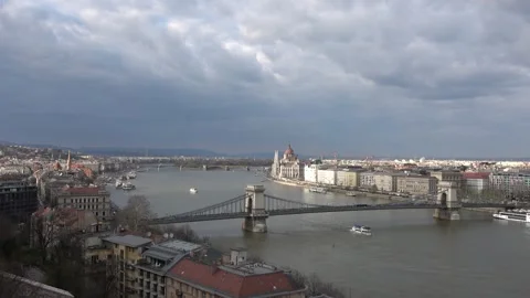 Chain Bridge in Budapest Stock Footage 277177778