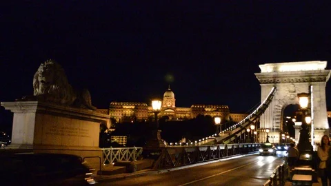 The Chain Bridge, Budapest, Hungary Stock Footage 96390089