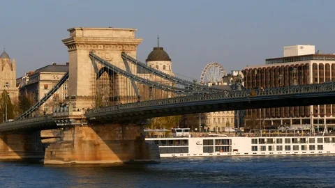 Chain Bridge, Budapest, Hungary Stock Footage 105681647