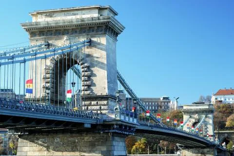 Chain Bridge in Budapest Stock Photos