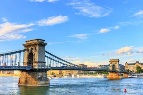 The chain bridge in budapest 스톡 사진