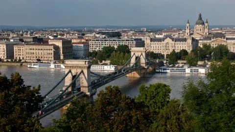Chain Bridge in Budapest Stock Photos