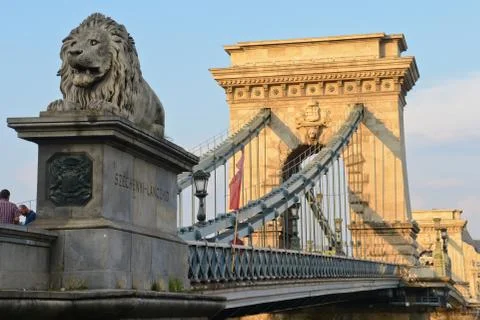 Chain Bridge in Budapest Stock Photos