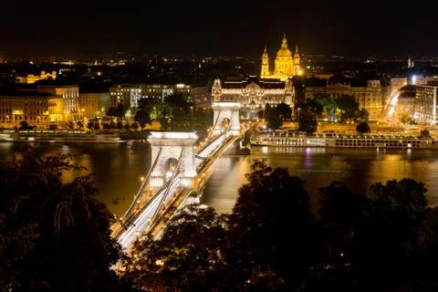 Chain Bridge in Budapest Stock Photos