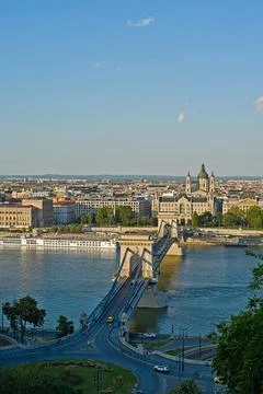 The Chain Bridge in Budapest Stock Photos
