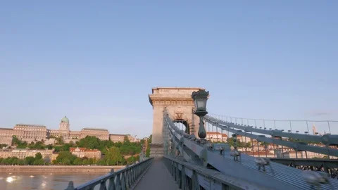 Chain Bridge at dawn, Budapest Stock Footage 90684604
