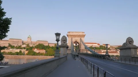 Chain Bridge at dawn, Budapest Stock Footage 90684795