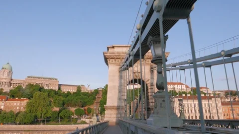 Chain Bridge at dawn, Budapest Stock Footage 90684983